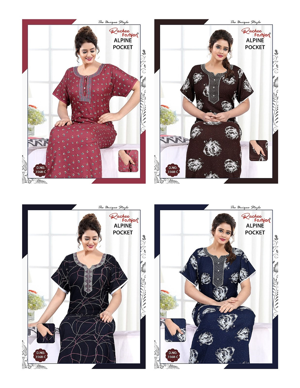 Alpine Pocket 1208 Ruchee Fashion Night Gowns Supplier India