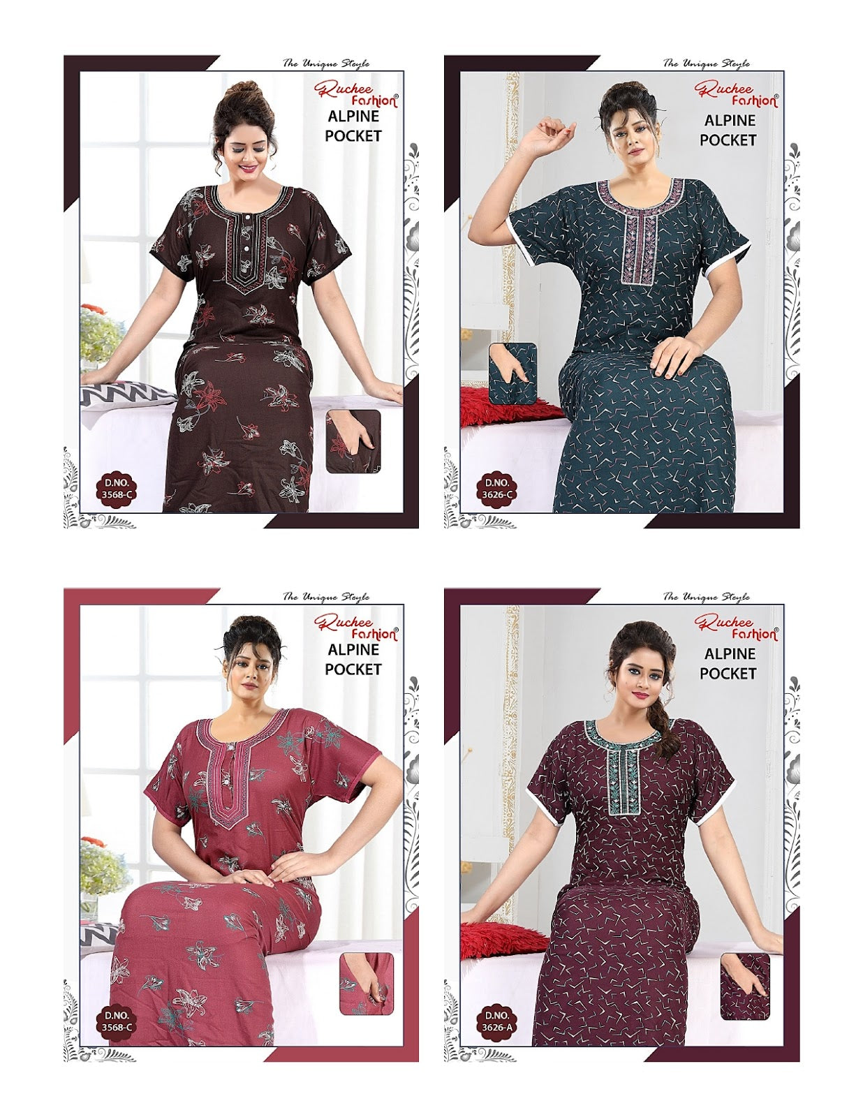Alpine Pocket 1208 Ruchee Fashion Night Gowns Supplier India