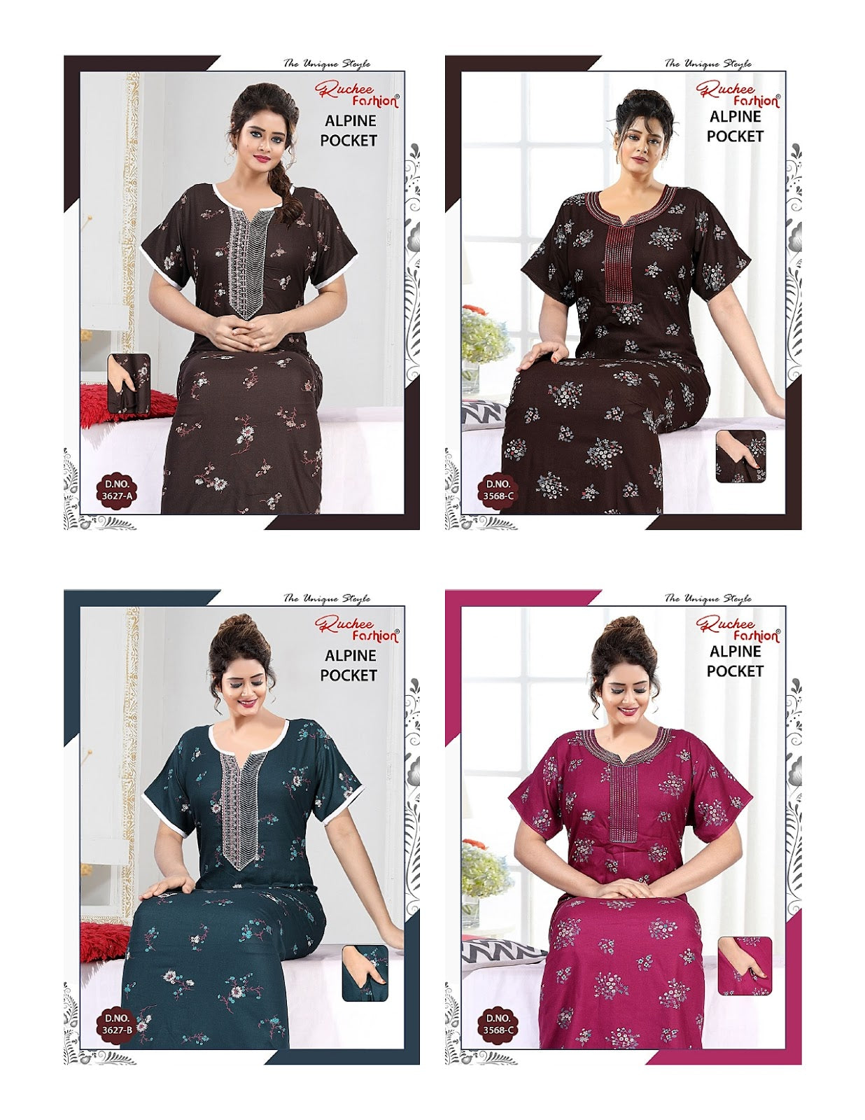 Alpine Pocket 1208 Ruchee Fashion Night Gowns Supplier India