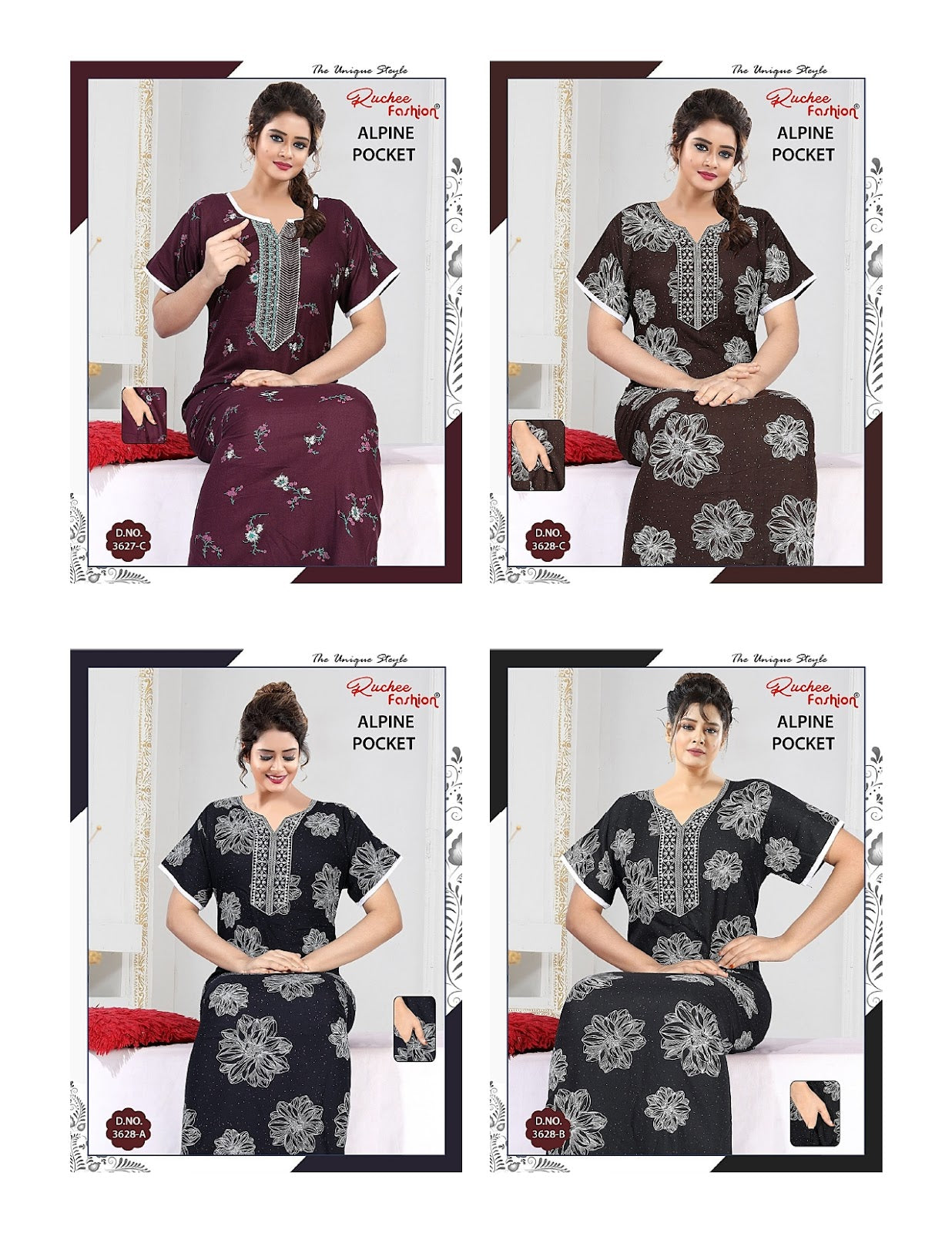 Alpine Pocket 1208 Ruchee Fashion Night Gowns Supplier India
