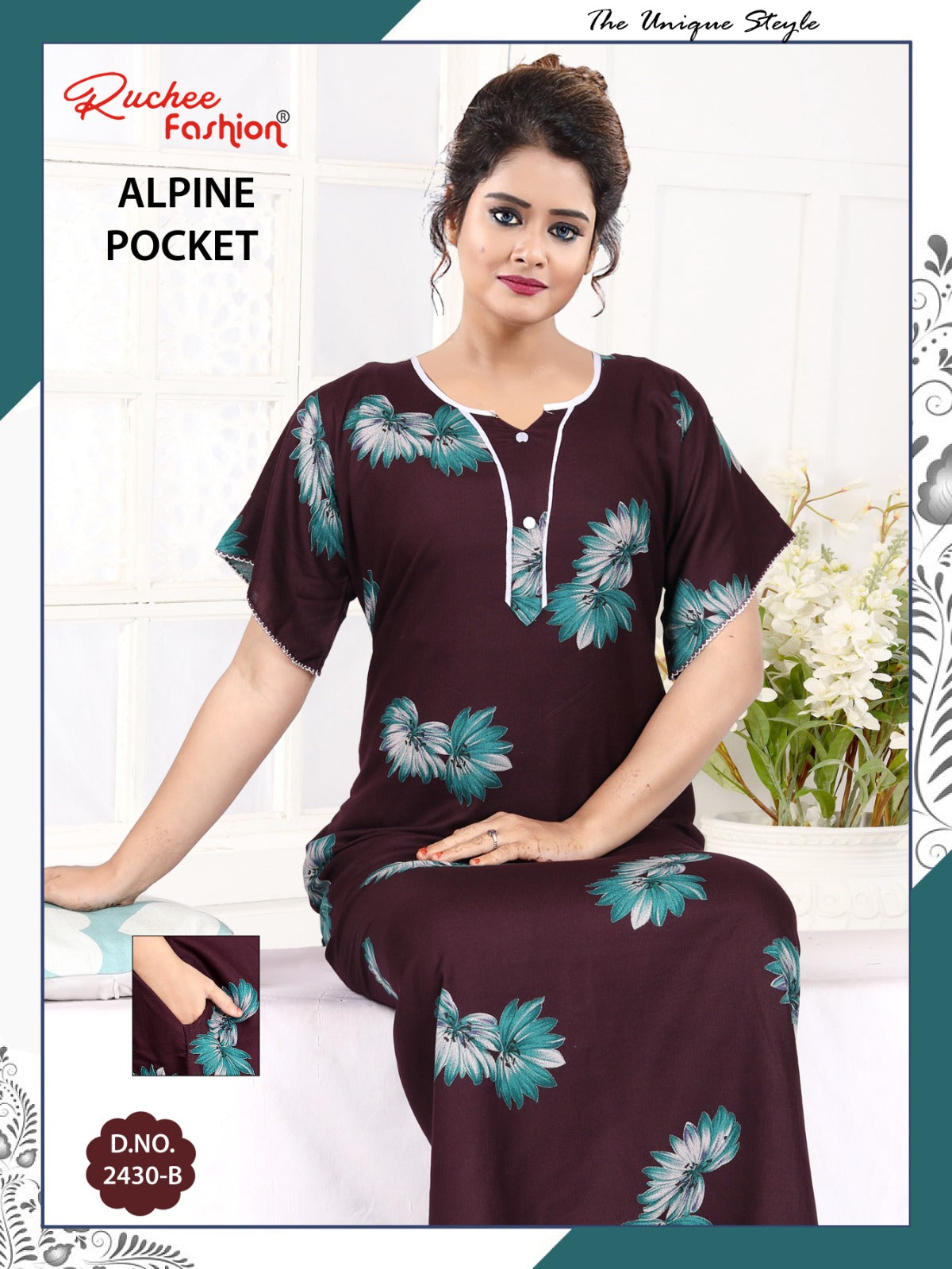 Alpine Pocket 131224 Ruchee Fashion Night Gowns Manufacturer Gujarat