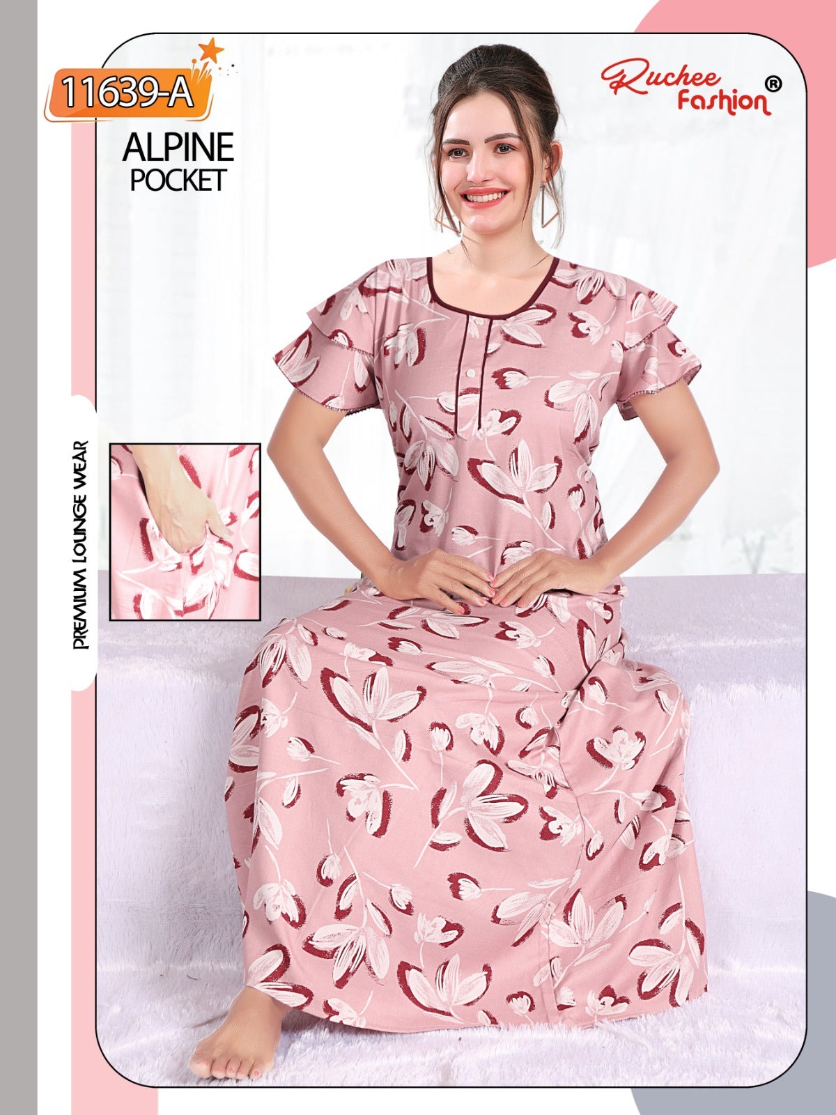 Alpine Pocket 131224 Ruchee Fashion Night Gowns Manufacturer Gujarat