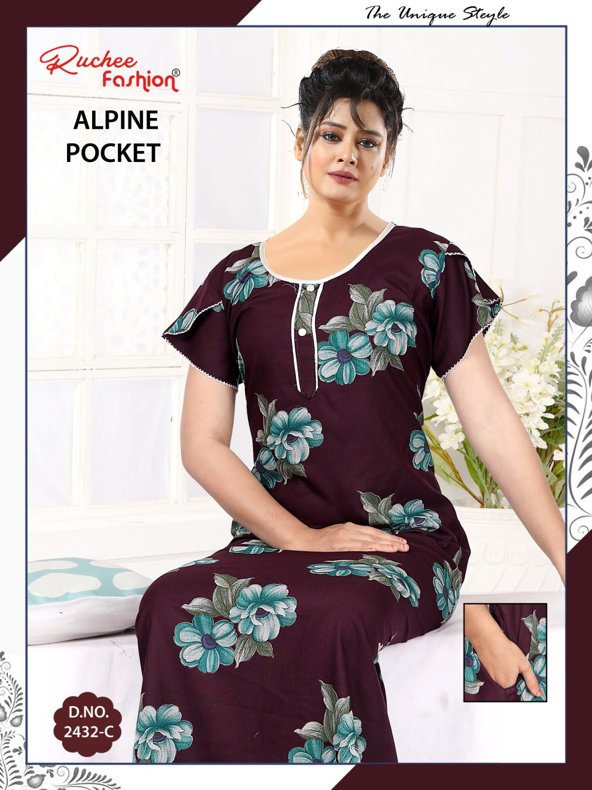 Alpine Pocket 131224 Ruchee Fashion Night Gowns Manufacturer Gujarat