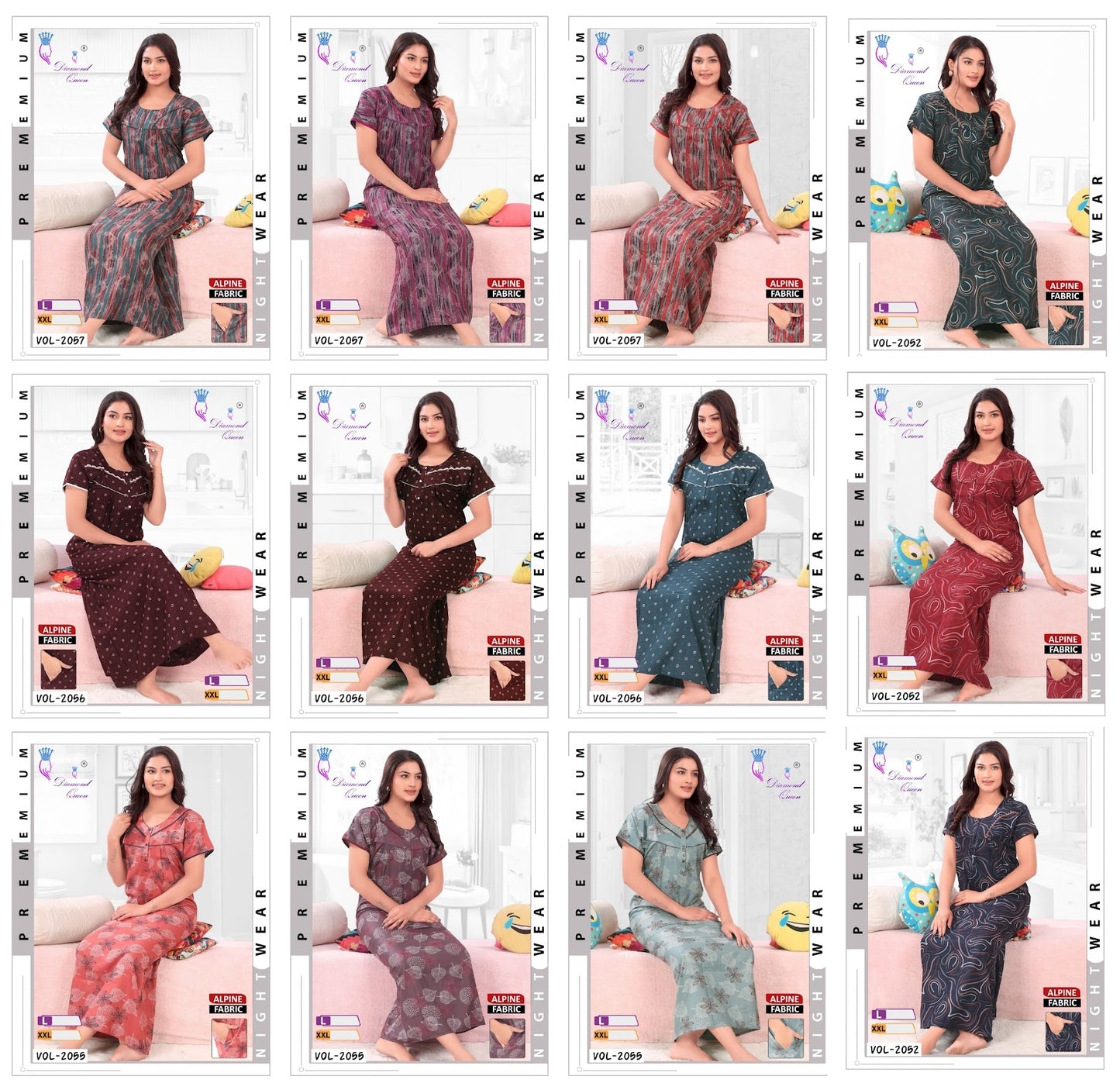 Alpine Pocket 141224 Diamond Queen Night Gowns Wholesaler Gujarat
