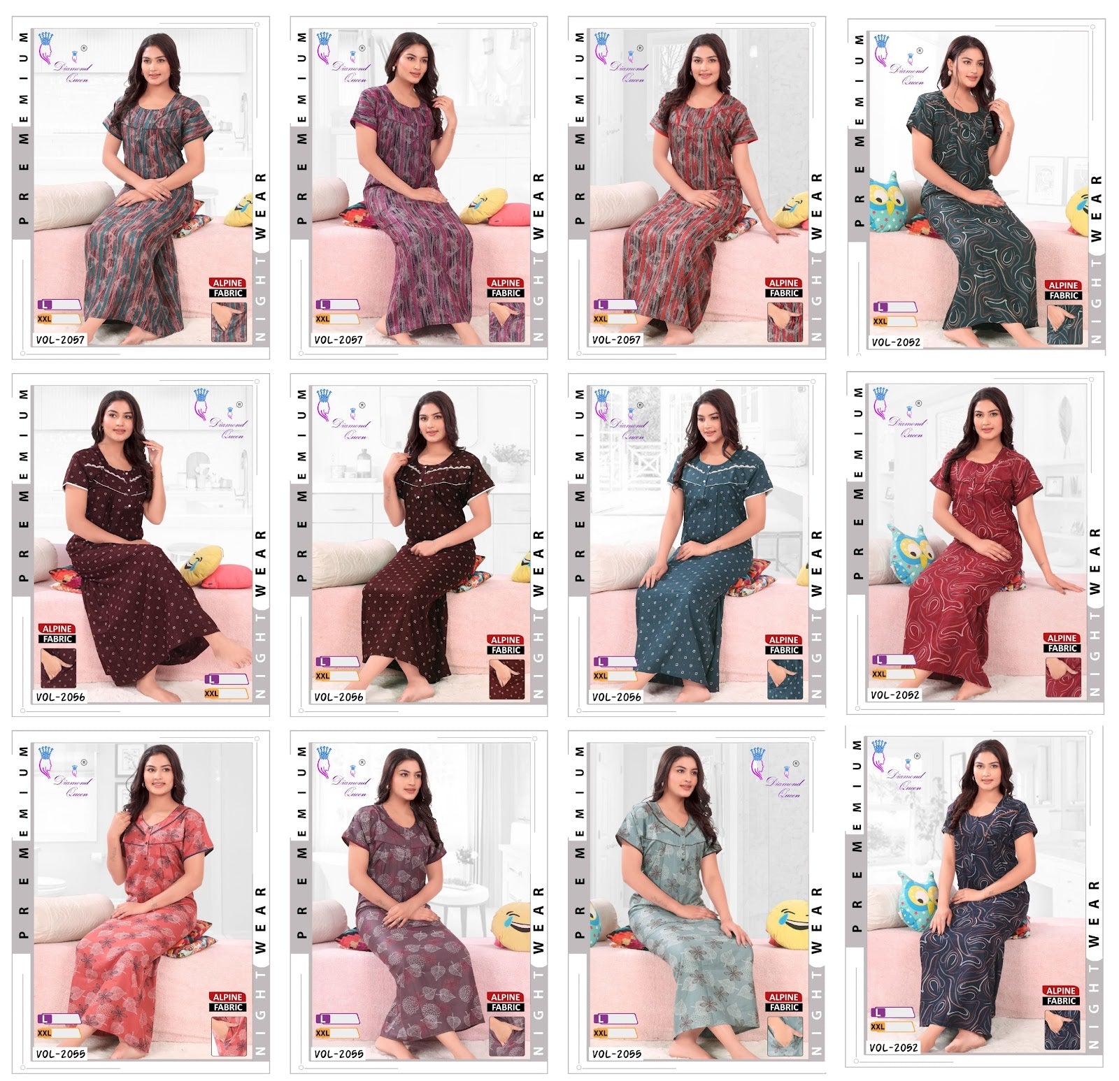 Alpine Pocket 141224 Diamond Queen Night Gowns Wholesaler Gujarat