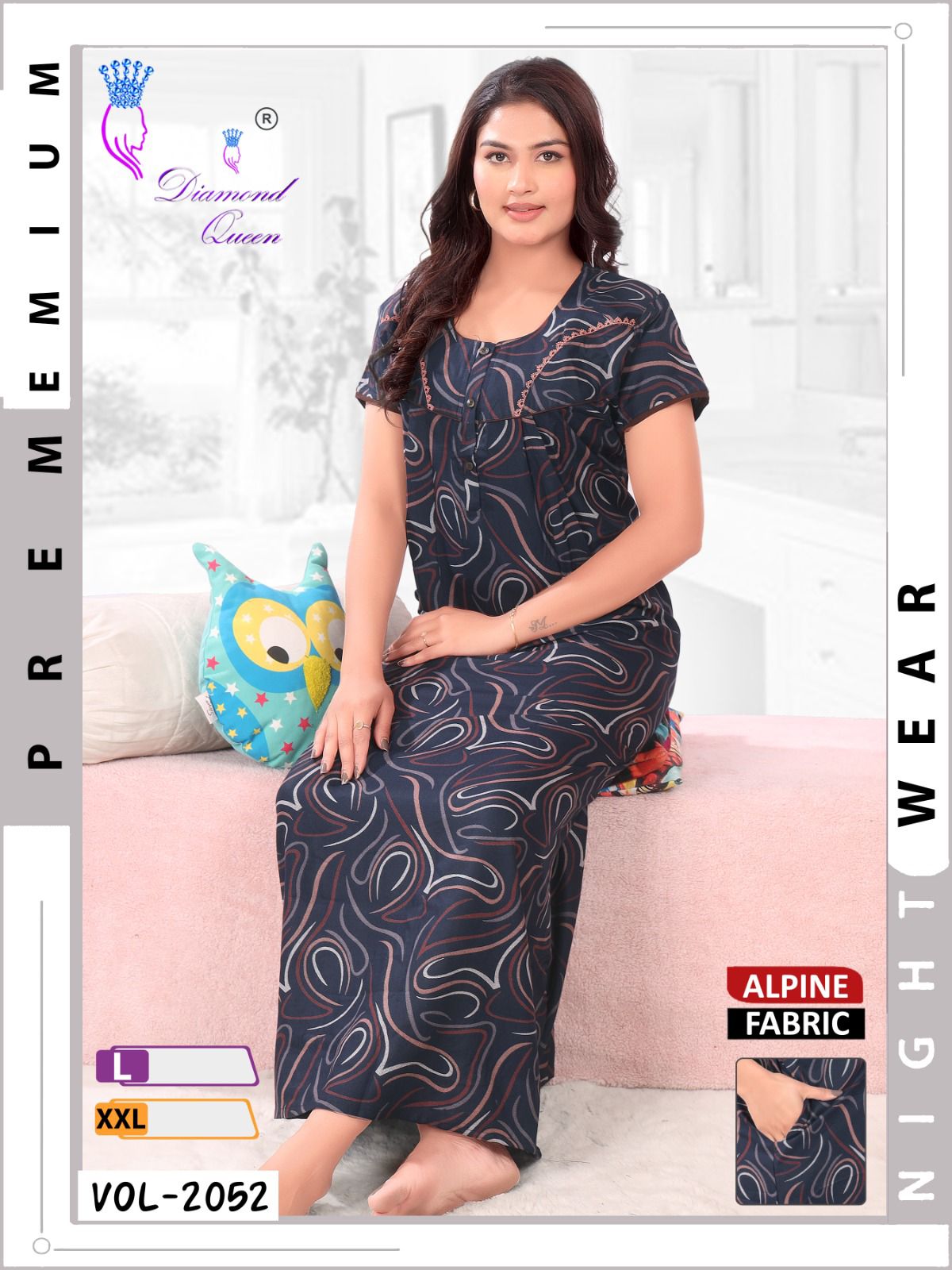 Alpine Pocket 141224 Diamond Queen Night Gowns Wholesaler Gujarat