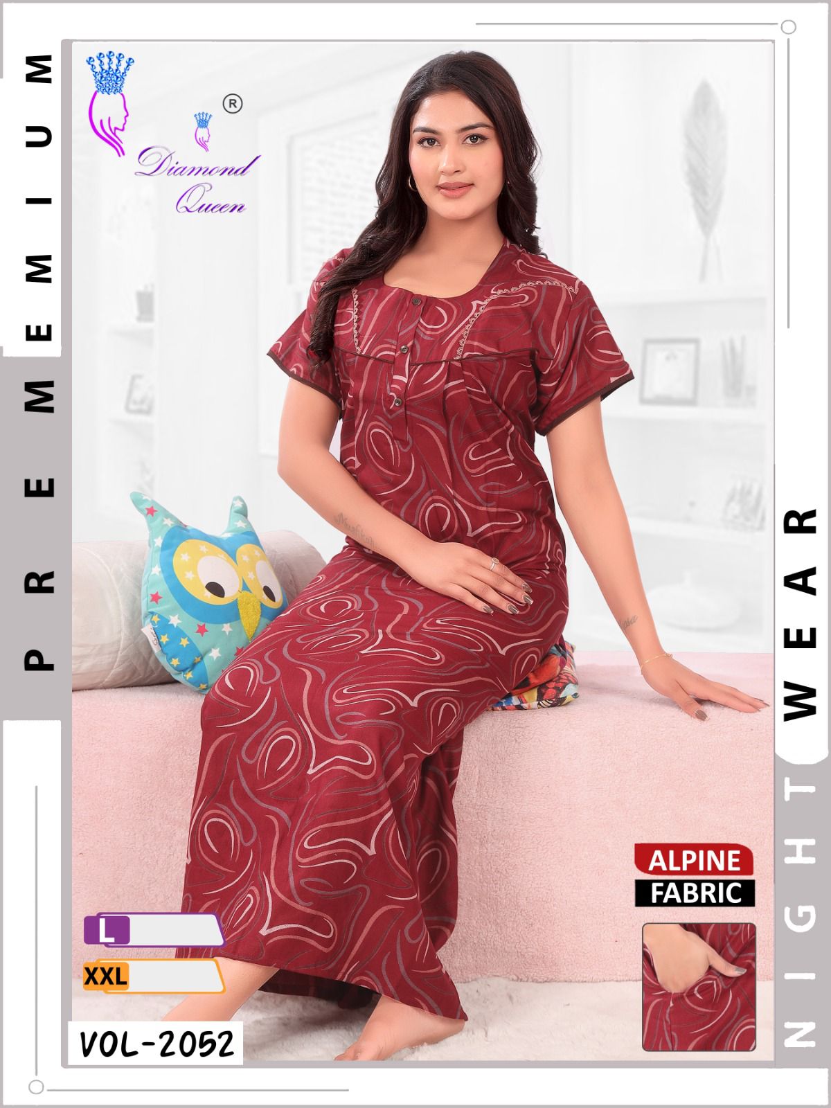 Alpine Pocket 141224 Diamond Queen Night Gowns Wholesaler Gujarat
