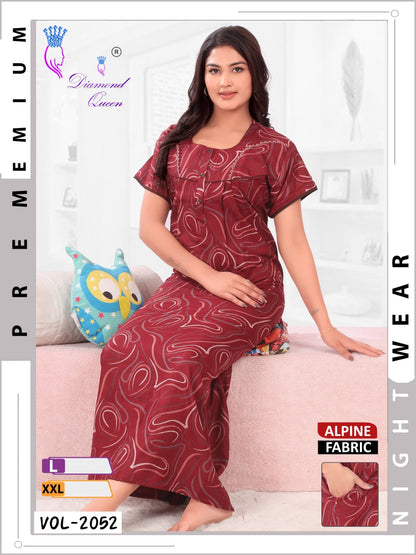 Alpine Pocket 141224 Diamond Queen Night Gowns Wholesaler Gujarat