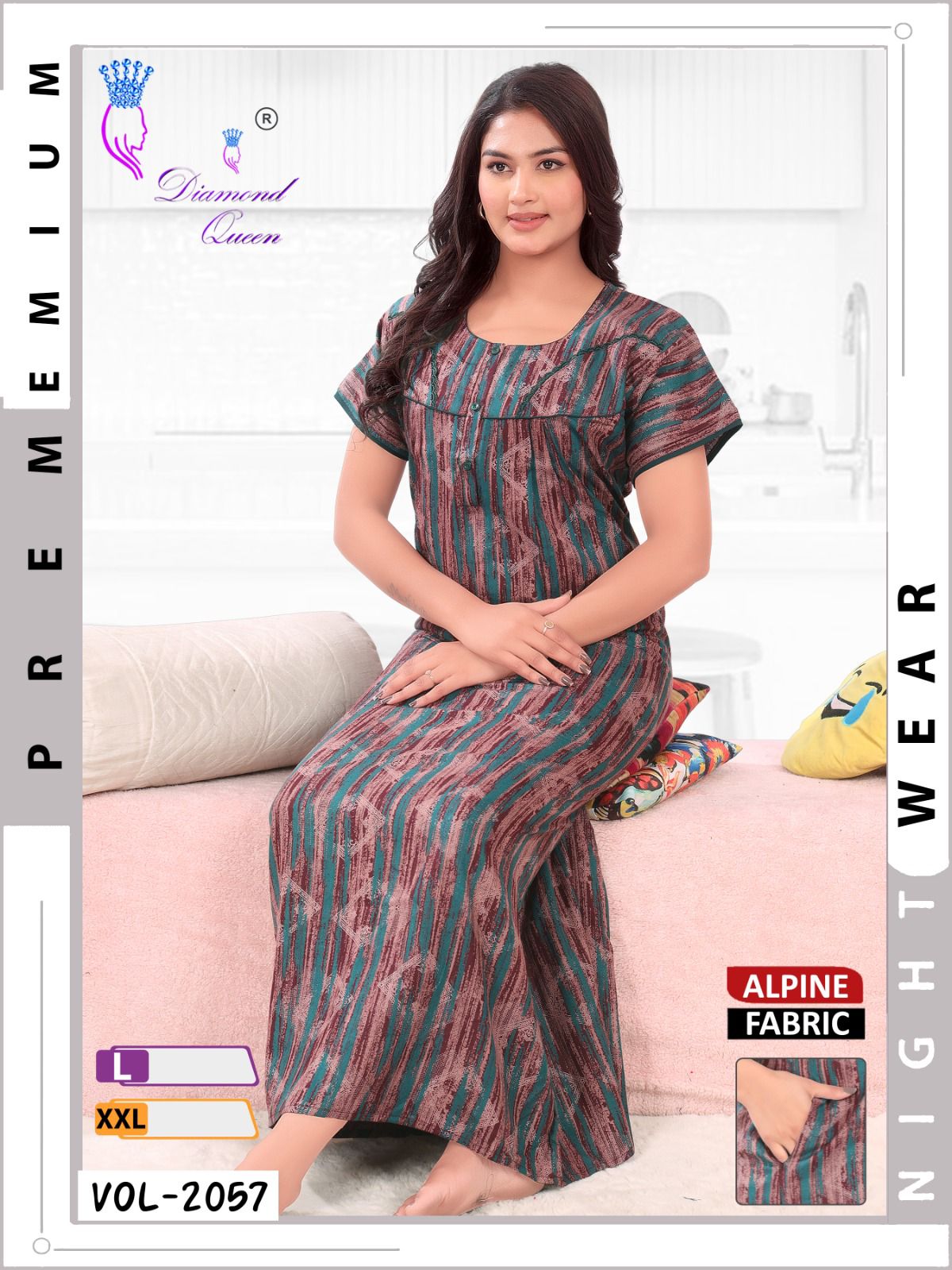 Alpine Pocket 141224 Diamond Queen Night Gowns Wholesaler Gujarat