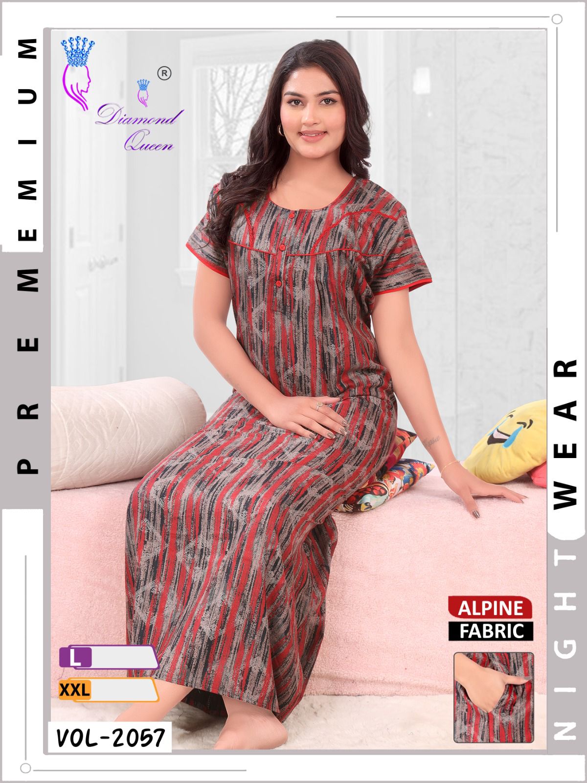 Alpine Pocket 141224 Diamond Queen Night Gowns Wholesaler Gujarat