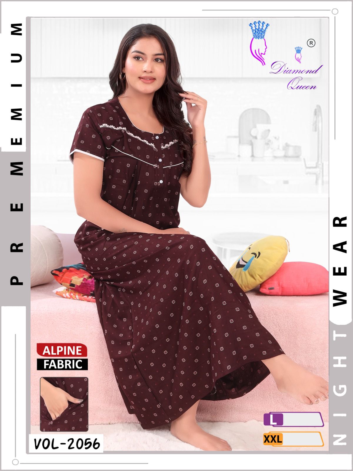 Alpine Pocket 141224 Diamond Queen Night Gowns Wholesaler Gujarat
