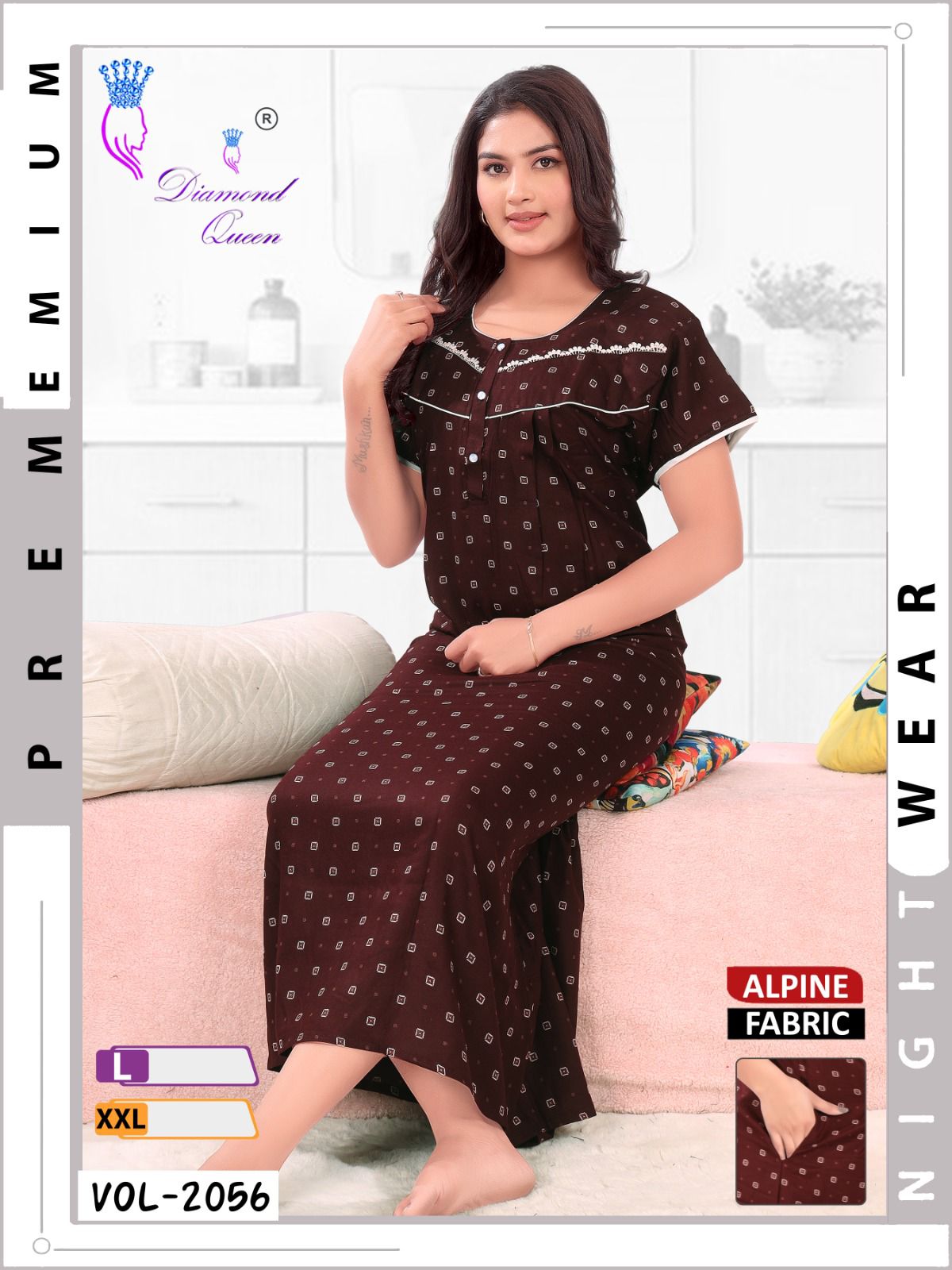 Alpine Pocket 141224 Diamond Queen Night Gowns Wholesaler Gujarat