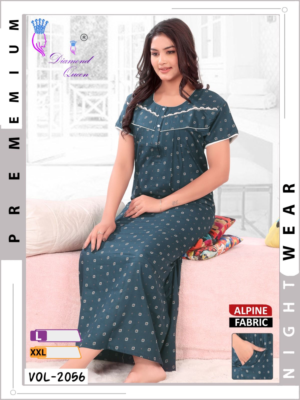 Alpine Pocket 141224 Diamond Queen Night Gowns Wholesaler Gujarat
