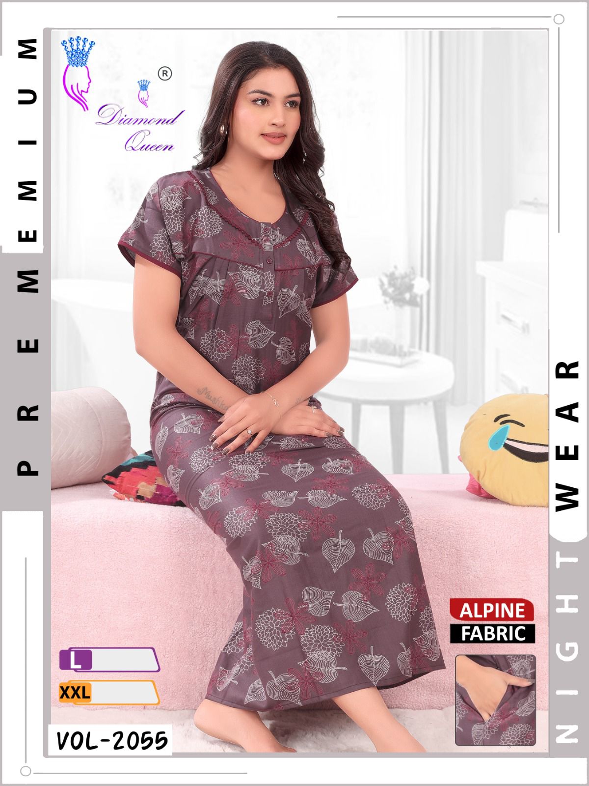 Alpine Pocket 141224 Diamond Queen Night Gowns Wholesaler Gujarat