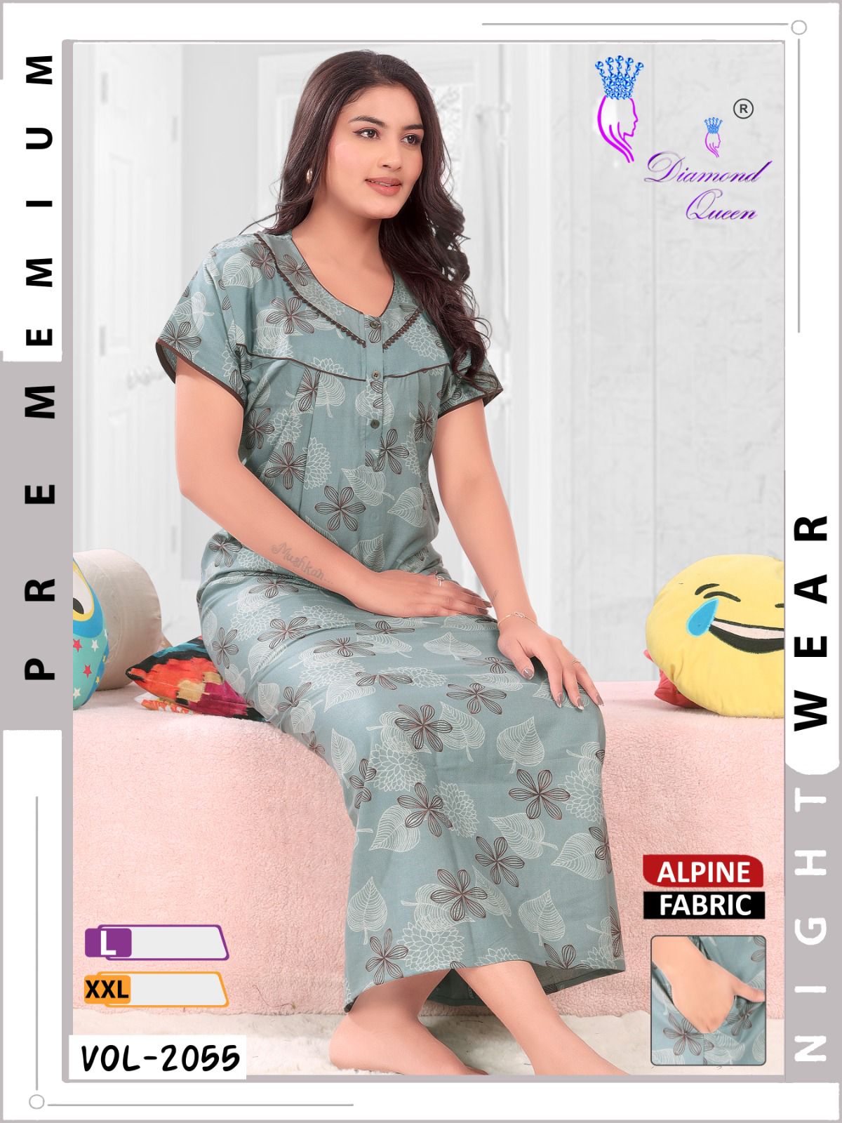 Alpine Pocket 141224 Diamond Queen Night Gowns Wholesaler Gujarat