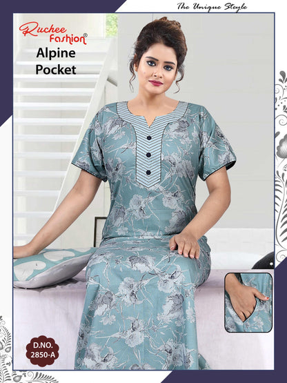 अल्पाइन पॉकेट 150325 रुची फैशन नाइट गाउन सप्लायर