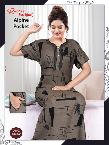 अल्पाइन पॉकेट 150325 रुची फैशन नाइट गाउन सप्लायर