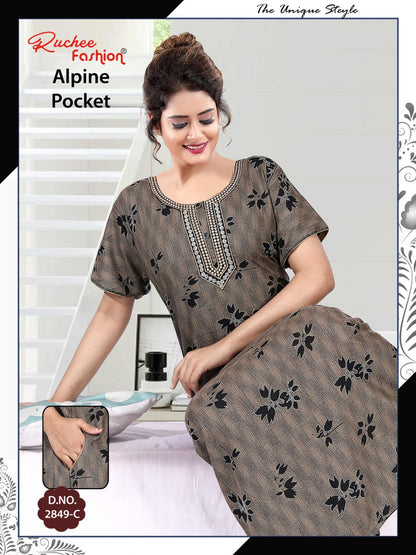 अल्पाइन पॉकेट 150325 रुची फैशन नाइट गाउन सप्लायर