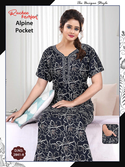 अल्पाइन पॉकेट 150325 रुची फैशन नाइट गाउन सप्लायर