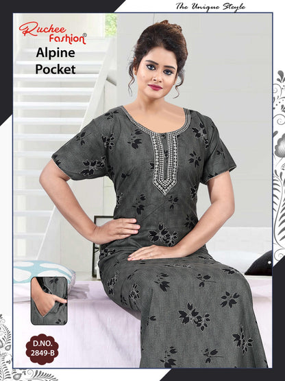 अल्पाइन पॉकेट 150325 रुची फैशन नाइट गाउन सप्लायर