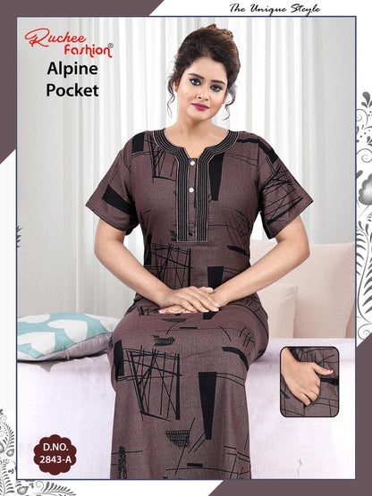 अल्पाइन पॉकेट 150325 रुची फैशन नाइट गाउन सप्लायर
