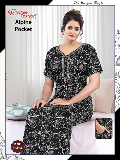 अल्पाइन पॉकेट 150325 रुची फैशन नाइट गाउन सप्लायर