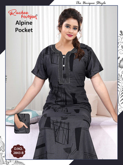 अल्पाइन पॉकेट 150325 रुची फैशन नाइट गाउन सप्लायर