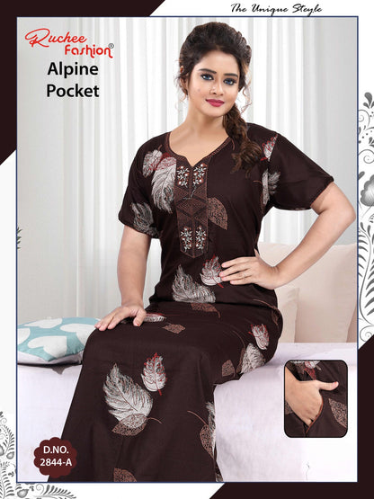अल्पाइन पॉकेट 150325 रुची फैशन नाइट गाउन सप्लायर