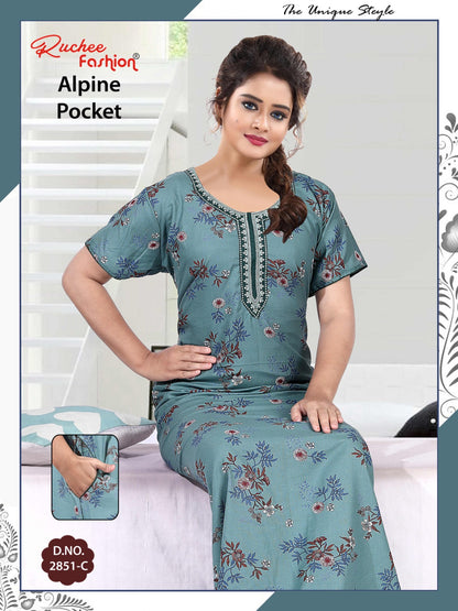 अल्पाइन पॉकेट 150325 रुची फैशन नाइट गाउन सप्लायर