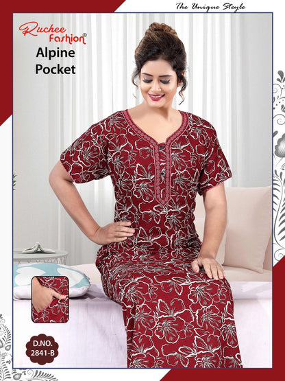 अल्पाइन पॉकेट 150325 रुची फैशन नाइट गाउन सप्लायर