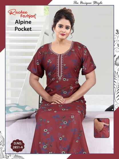 अल्पाइन पॉकेट 150325 रुची फैशन नाइट गाउन सप्लायर