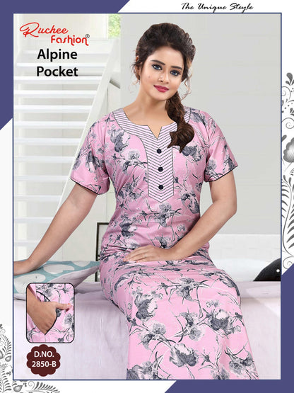 अल्पाइन पॉकेट 150325 रुची फैशन नाइट गाउन सप्लायर