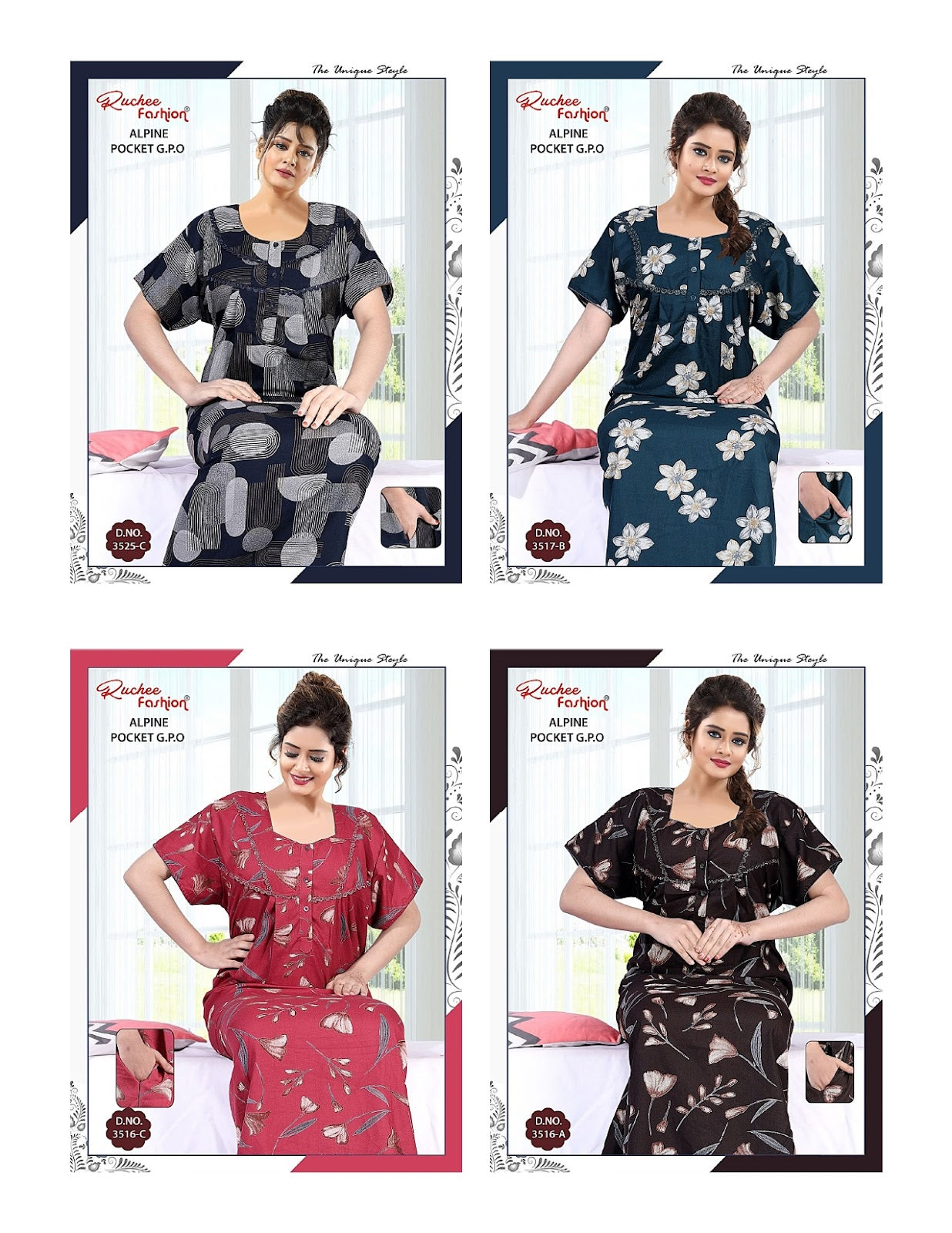 Alpine Pocket 2107 Ruchee Fashion Night Gowns Wholesale Price