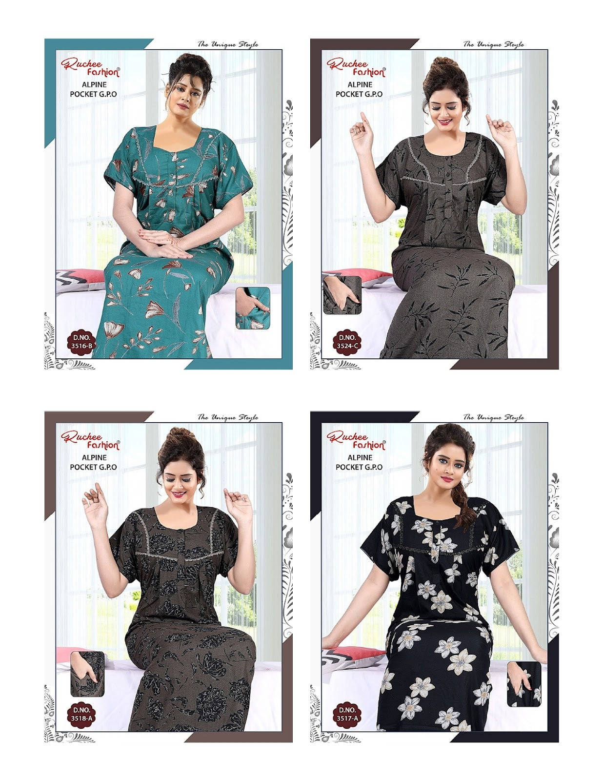 Alpine Pocket 2107 Ruchee Fashion Night Gowns Wholesale Price