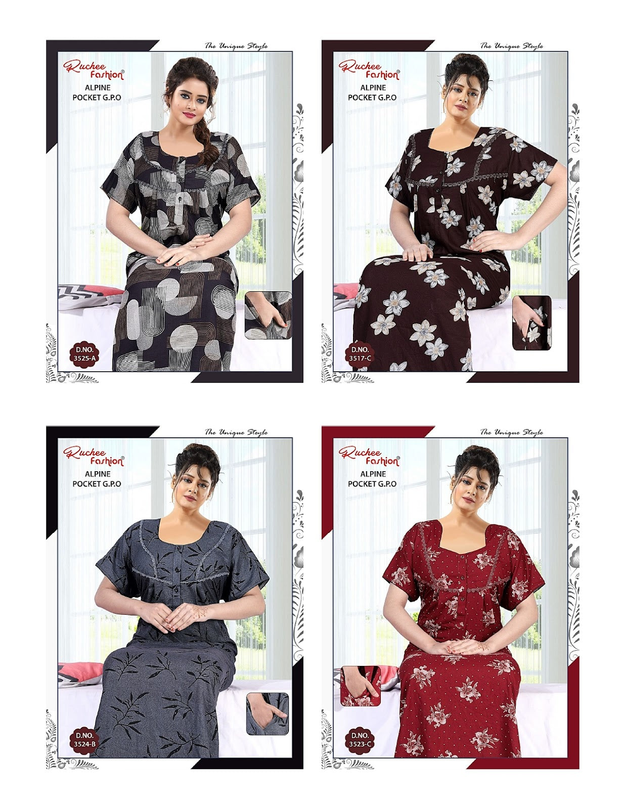 Alpine Pocket 2107 Ruchee Fashion Night Gowns Wholesale Price