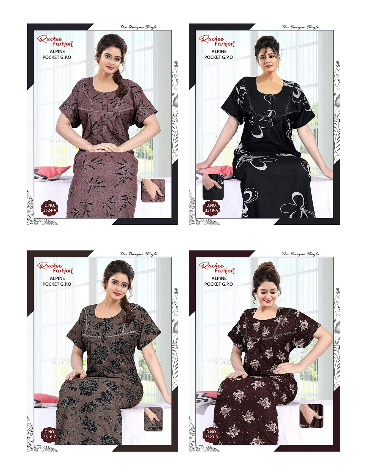 Alpine Pocket 2107 Ruchee Fashion Night Gowns Wholesale Price