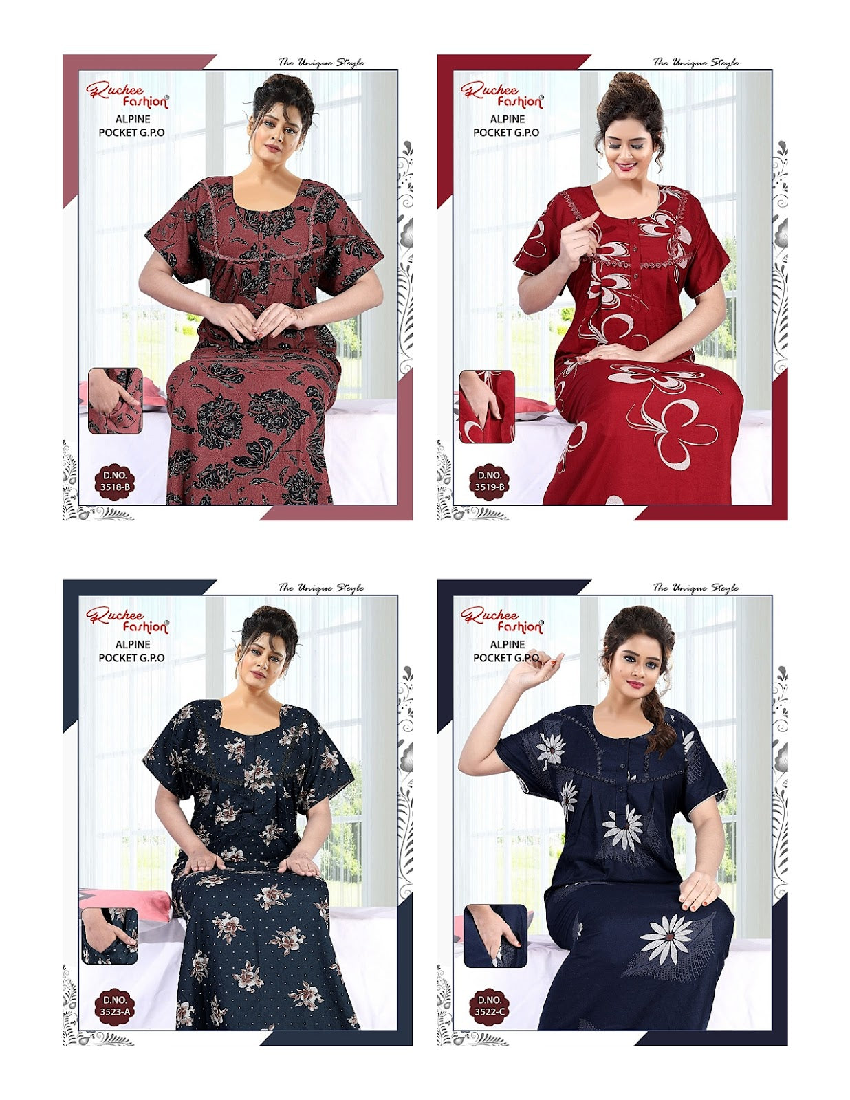 Alpine Pocket 2107 Ruchee Fashion Night Gowns Wholesale Price