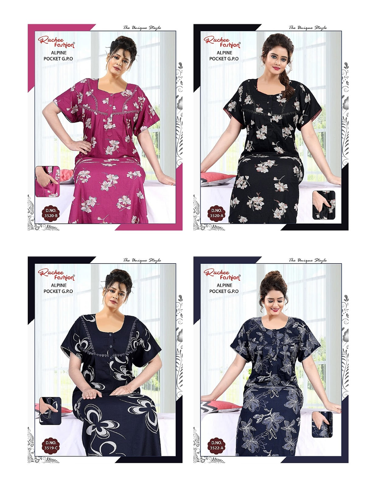 Alpine Pocket 2107 Ruchee Fashion Night Gowns Wholesale Price