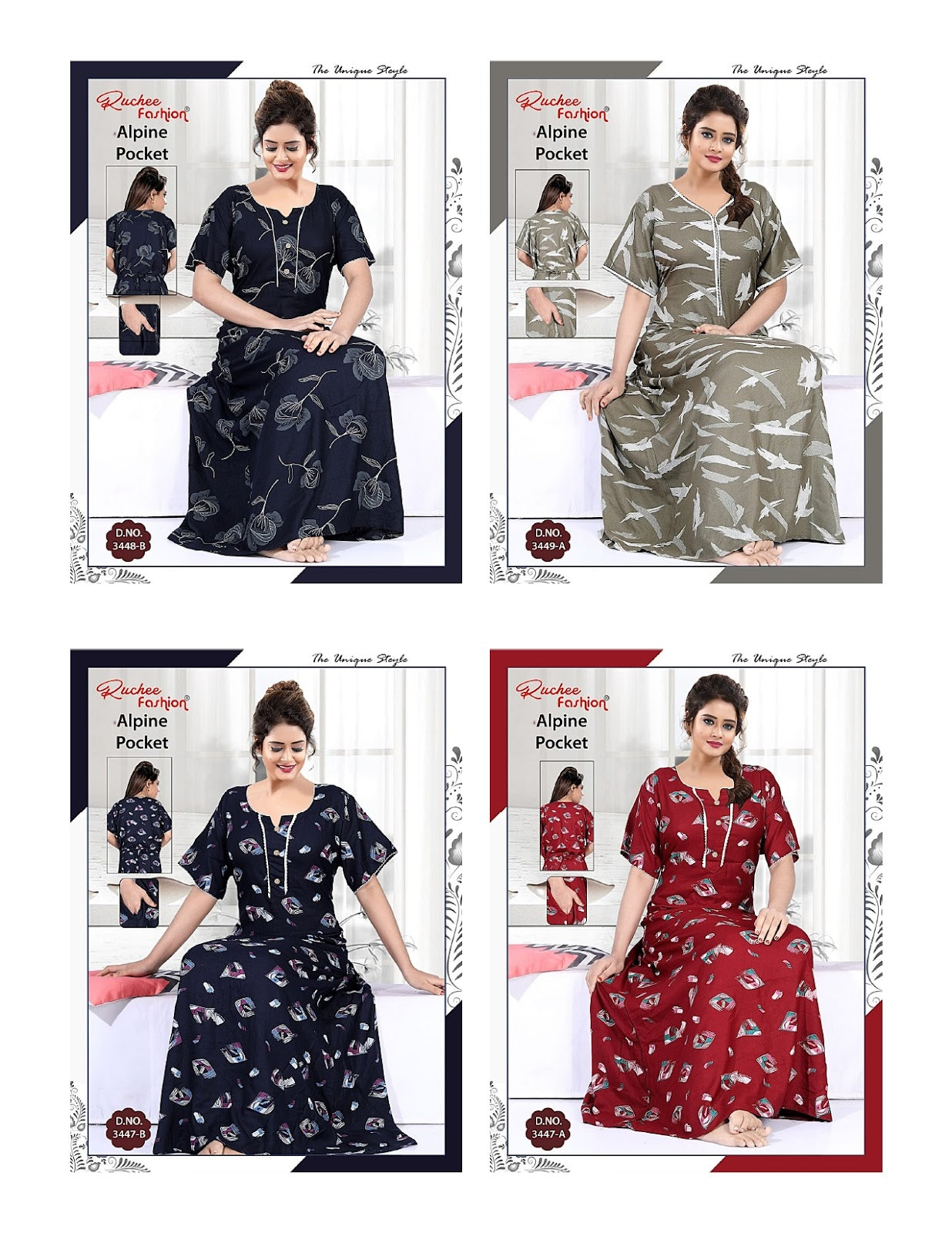 Alpine Pocket 2407 Ruchee Fashion Night Gowns Manufacturer Ahmedabad