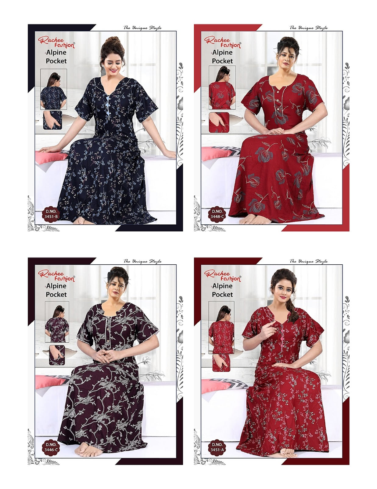 Alpine Pocket 2407 Ruchee Fashion Night Gowns Manufacturer Ahmedabad