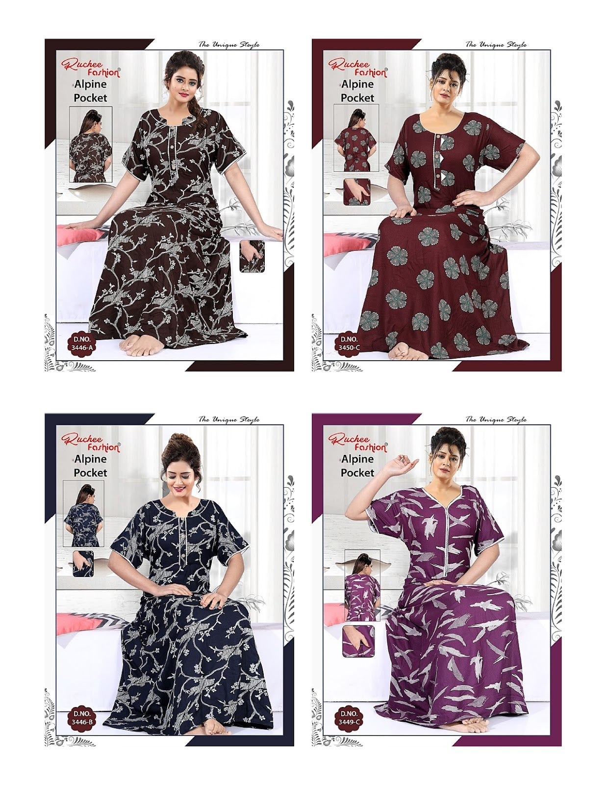 Alpine Pocket 2407 Ruchee Fashion Night Gowns Manufacturer Ahmedabad