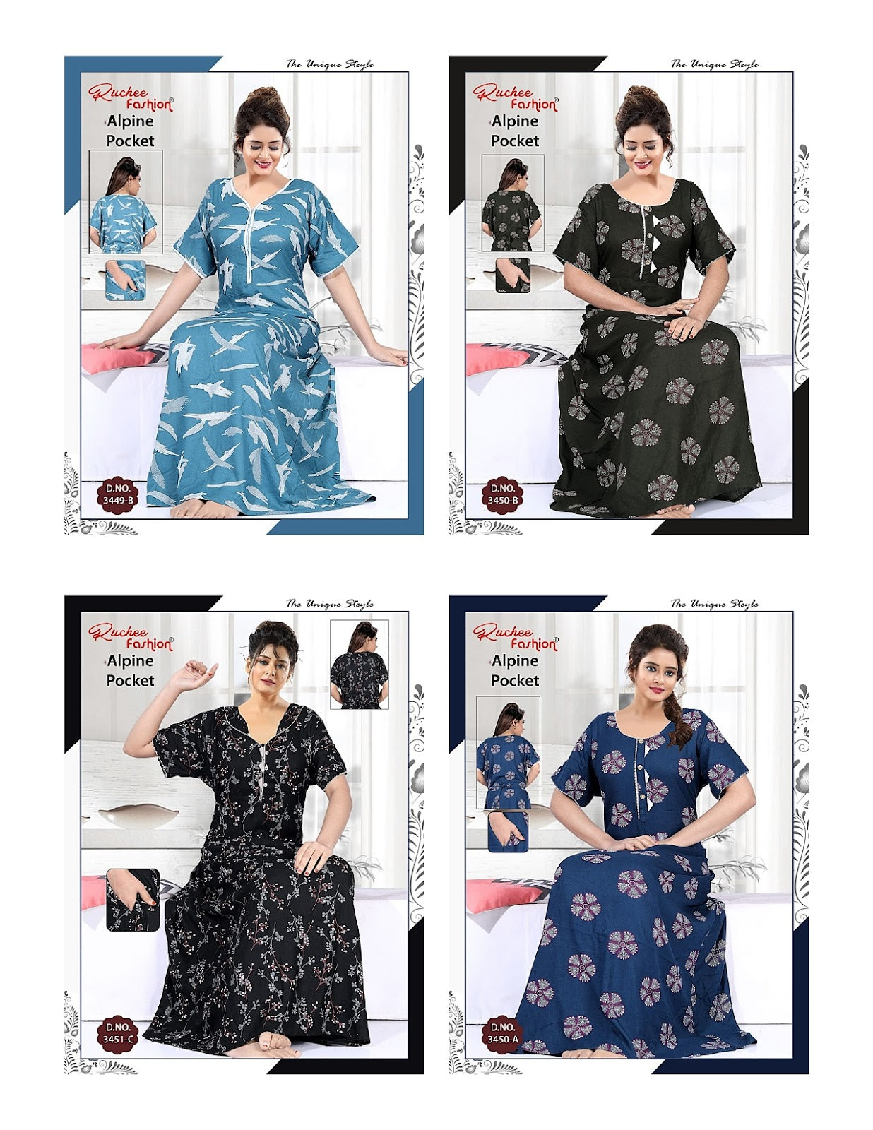 Alpine Pocket 2407 Ruchee Fashion Night Gowns Manufacturer Ahmedabad