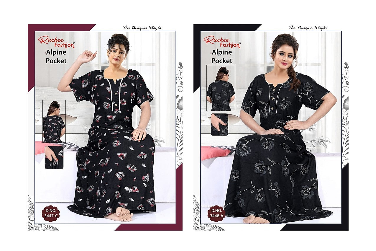 Alpine Pocket 2407 Ruchee Fashion Night Gowns Manufacturer Ahmedabad