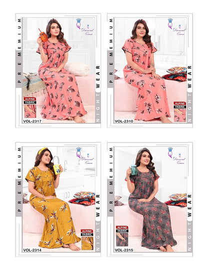 Alpine Pocket 2608 Diamond Queen Night Gowns Wholesaler Gujarat