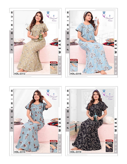 Alpine Pocket 2608 Diamond Queen Night Gowns Wholesaler Gujarat