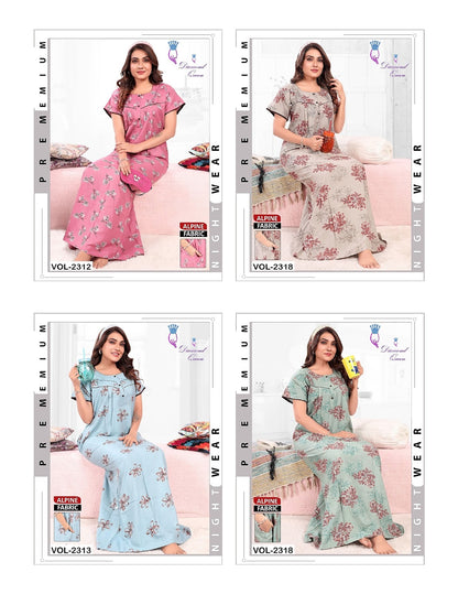 Alpine Pocket 2608 Diamond Queen Night Gowns Wholesaler Gujarat