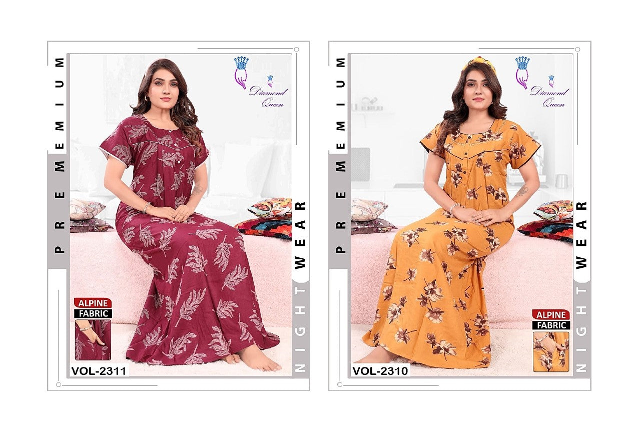Alpine Pocket 2608 Diamond Queen Night Gowns Wholesaler Gujarat