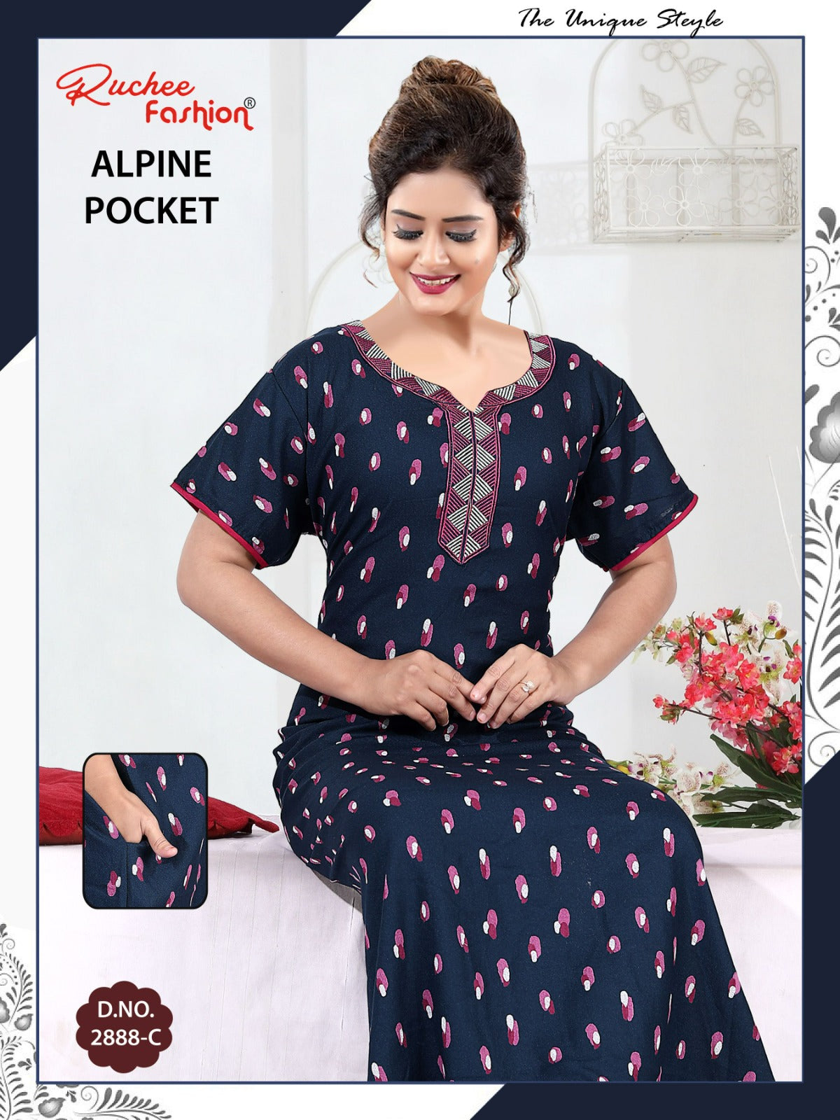 Alpine Pocket 2703 Ruchee Fashion Night Gowns Exporter Gujarat