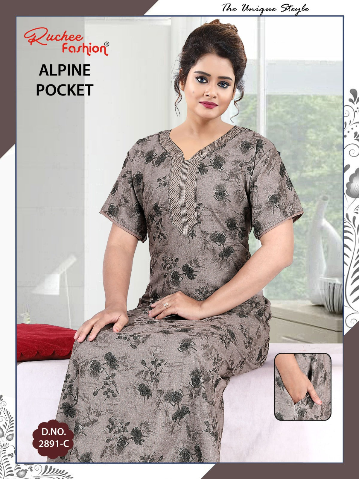Alpine Pocket 2703 Ruchee Fashion Night Gowns Exporter Gujarat