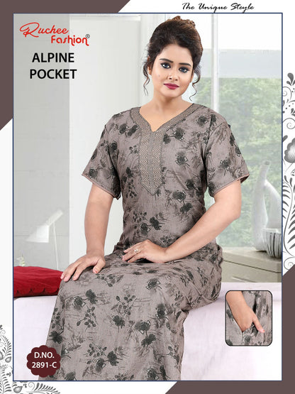 Alpine Pocket 2703 Ruchee Fashion Night Gowns Exporter Gujarat